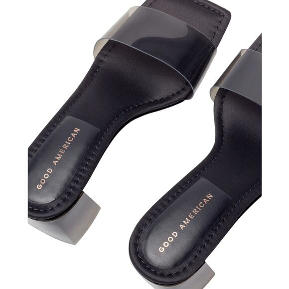 NIB! Good American Block Heel Slide Sandal in Black - Size 9.5 - Picture 2 of 11